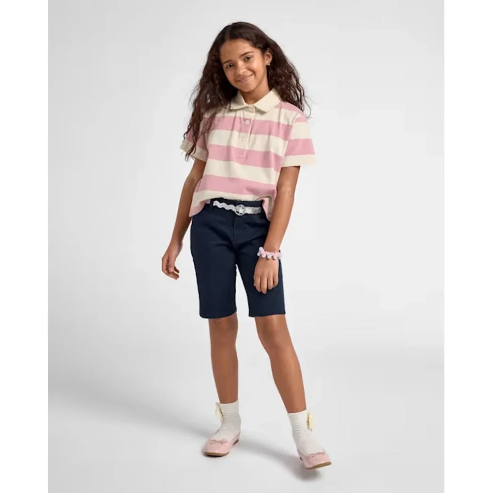 Childrens Place Girls Uniform Chino Shorts Navy Blue Stretch Twill Size 8 Plus